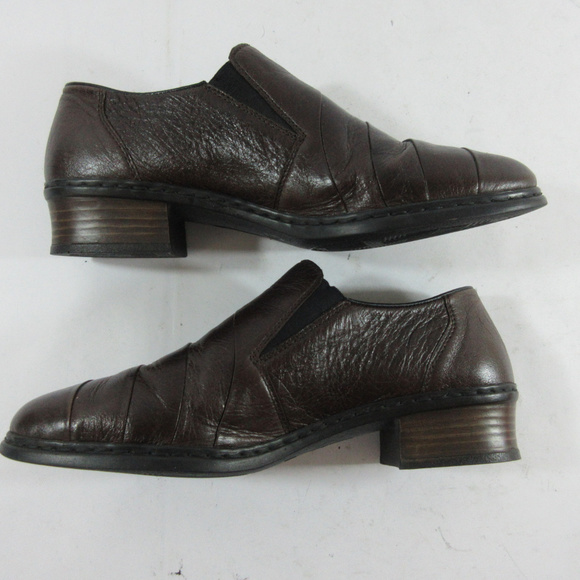 Rieker Dana Anti Stress Brown Leather Loafer Shoes - Picture 4 of 8